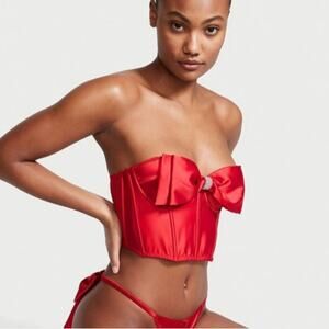 NWT Victoria Secret Bra Top Womens 34B Red Dream Angel's Cupped Bow Femme Fatale
